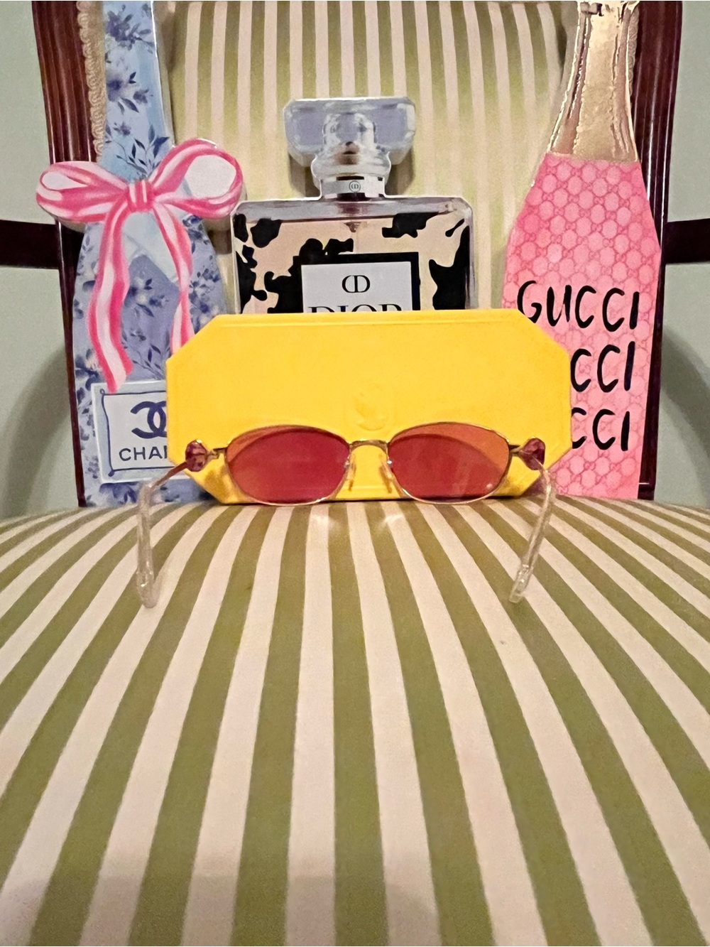 Swarovski Pink Lens Sunglasses with Yellow Case - Picture 7 of 9